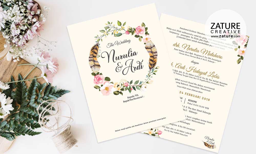 Undangan Pernikahan Custom Softcover 2 Lipatan